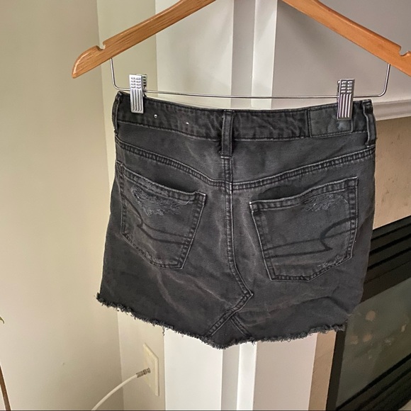AMERICAN EAGLE Black Distressed Denim Mini Skirt - Picture 6 of 9